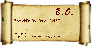 Bordán Otelló névjegykártya